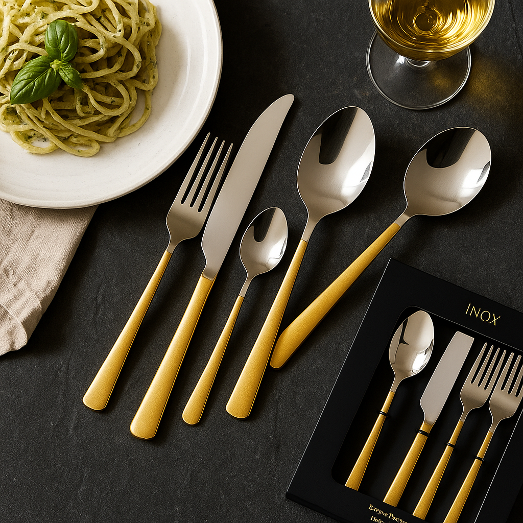 30 Db Aranyszegélyes Evőeszköz Készlet