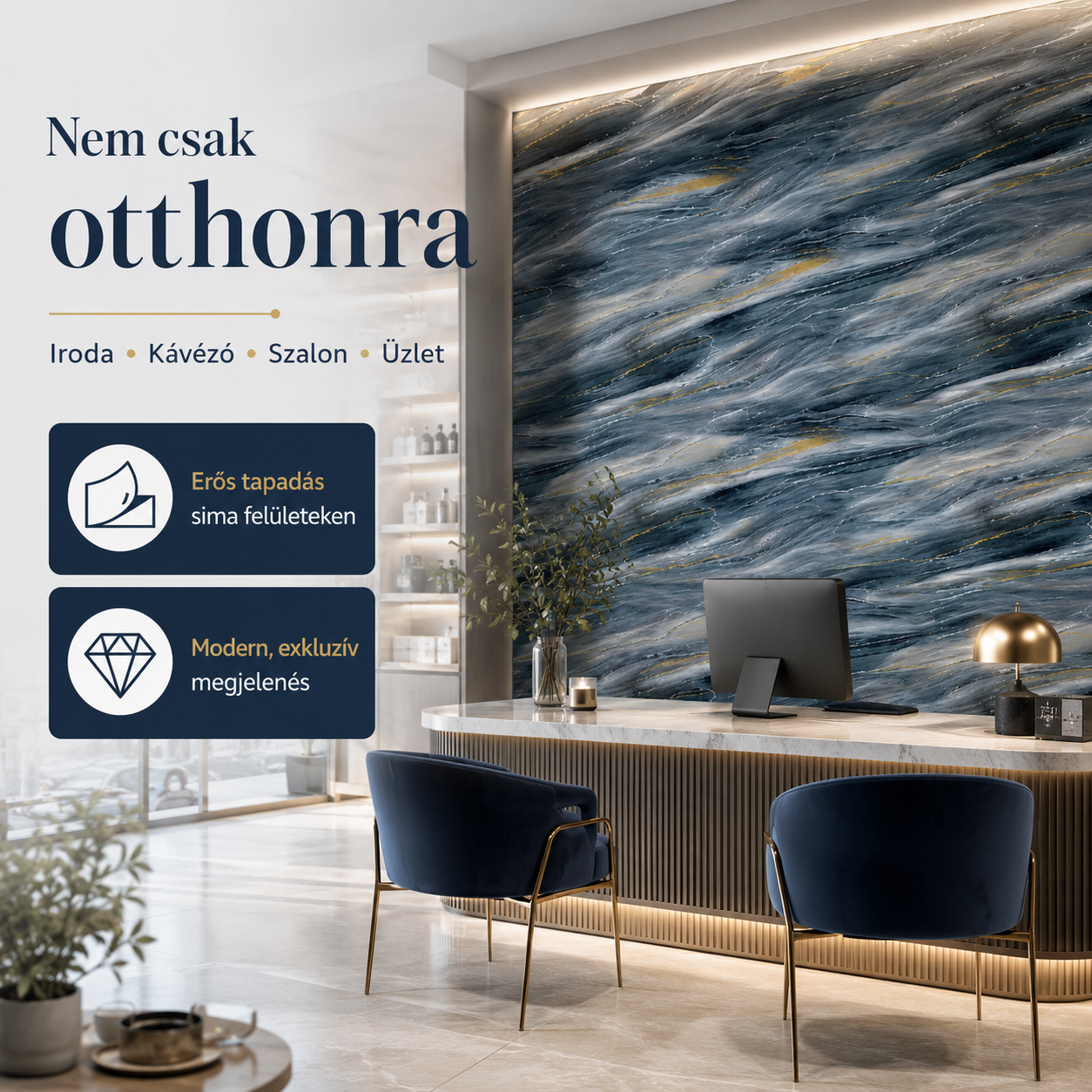 Szürke Márványhatású Öntapadós Falmatrica 3 × 1,2 m
