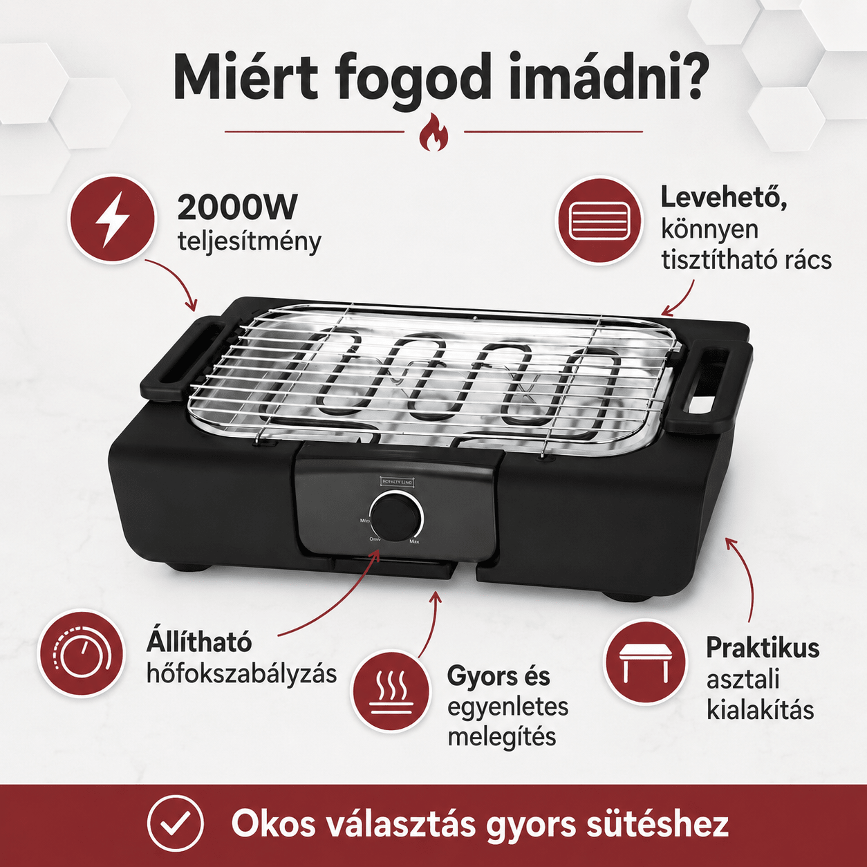 Royalty Line Elektromos Grill 2000w - | Cyber Bazaar