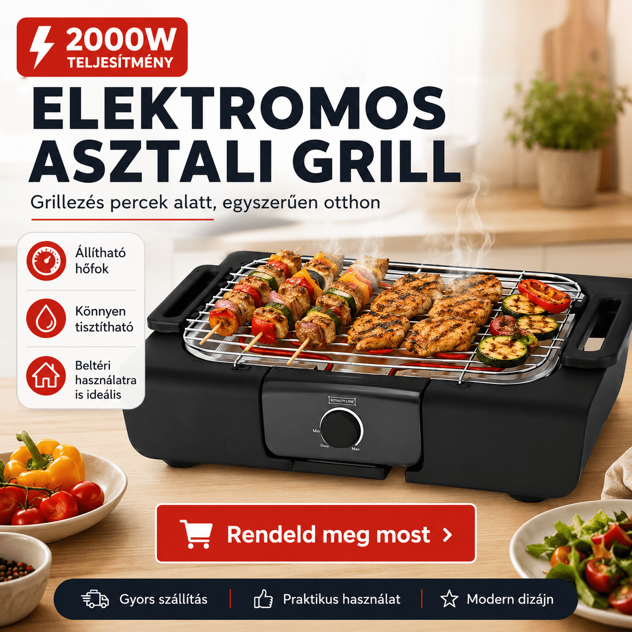 Royalty Line Elektromos Grill 2000w - | Cyber Bazaar