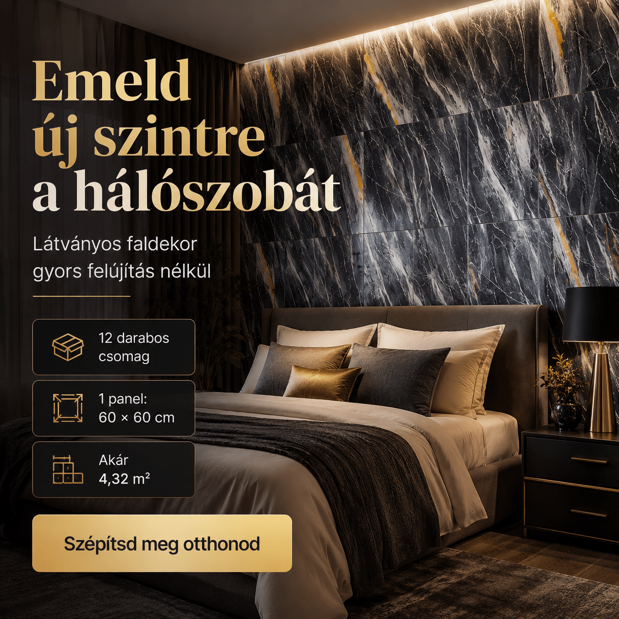 Sötét Márvány Mintás PVC Falpanel – 12.DB - | Cyber Bazaar