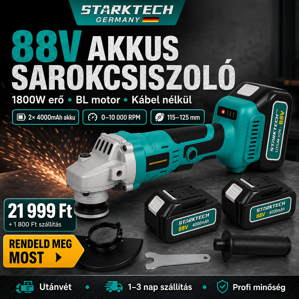 StarkTech Akkumulátoros Sarokcsiszoló - | Cyber Bazaar