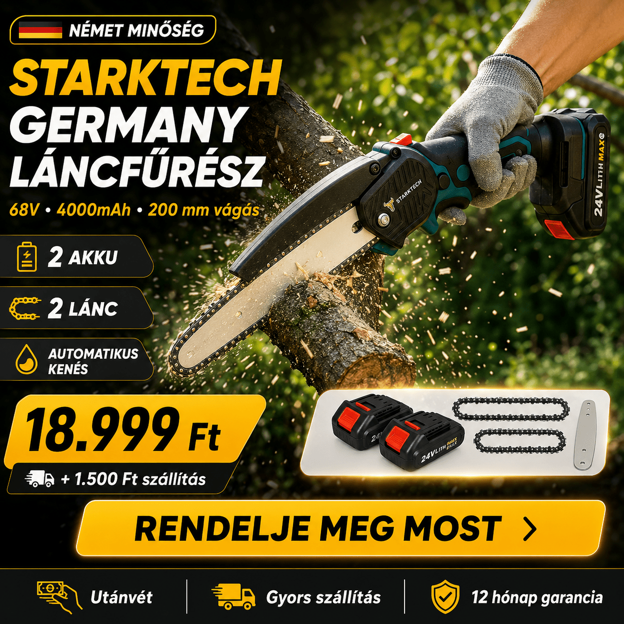 Starktech Germany Akkumulátoros Láncfűrész - | Cyber Bazaar