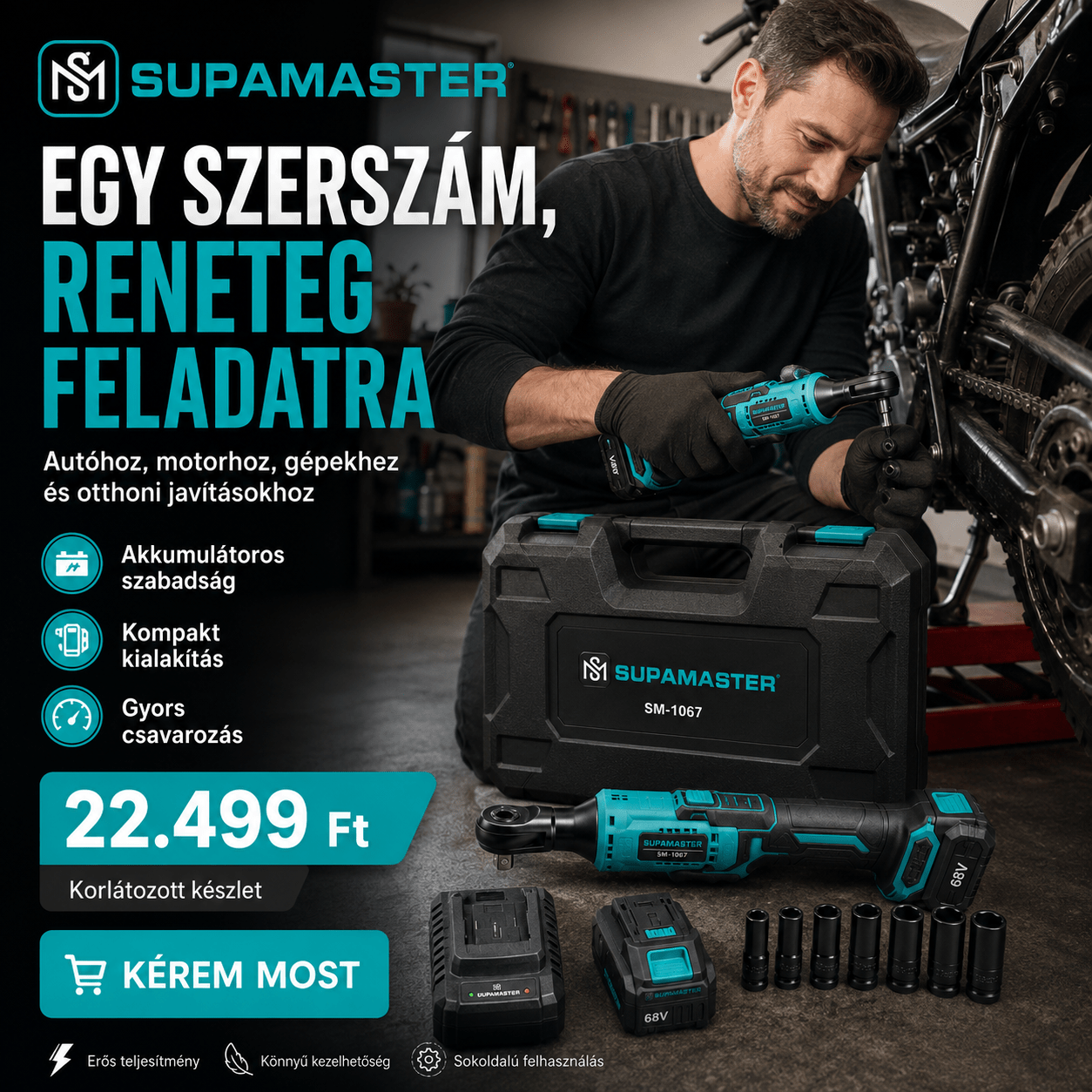 Supamaster Akkumulátoros Racsnis Nyomatékkulcs - | Cyber Bazaar