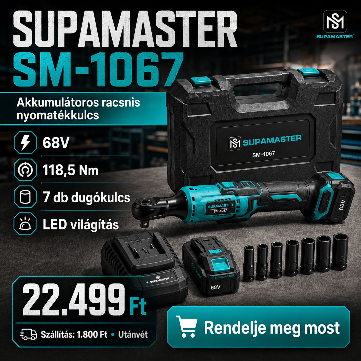 Supamaster Akkumulátoros Racsnis Nyomatékkulcs - | Cyber Bazaar
