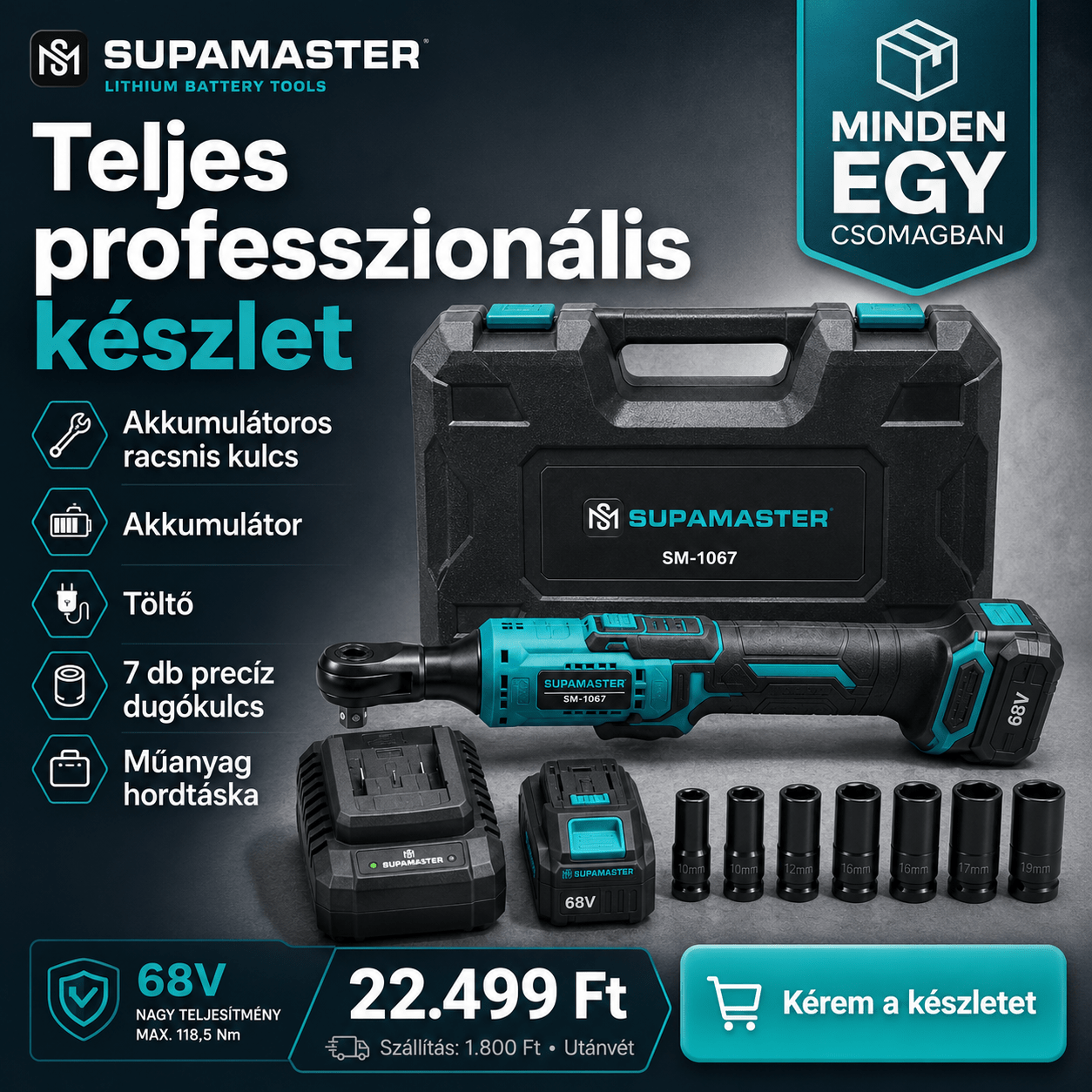 Supamaster Akkumulátoros Racsnis Nyomatékkulcs - | Cyber Bazaar