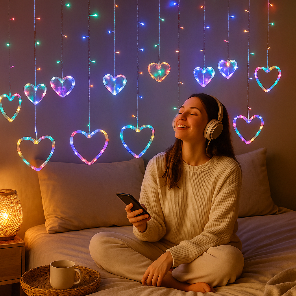 Szív LED karácsonyi függönylámpa 1+1 ingyen - | Cyber Bazaar