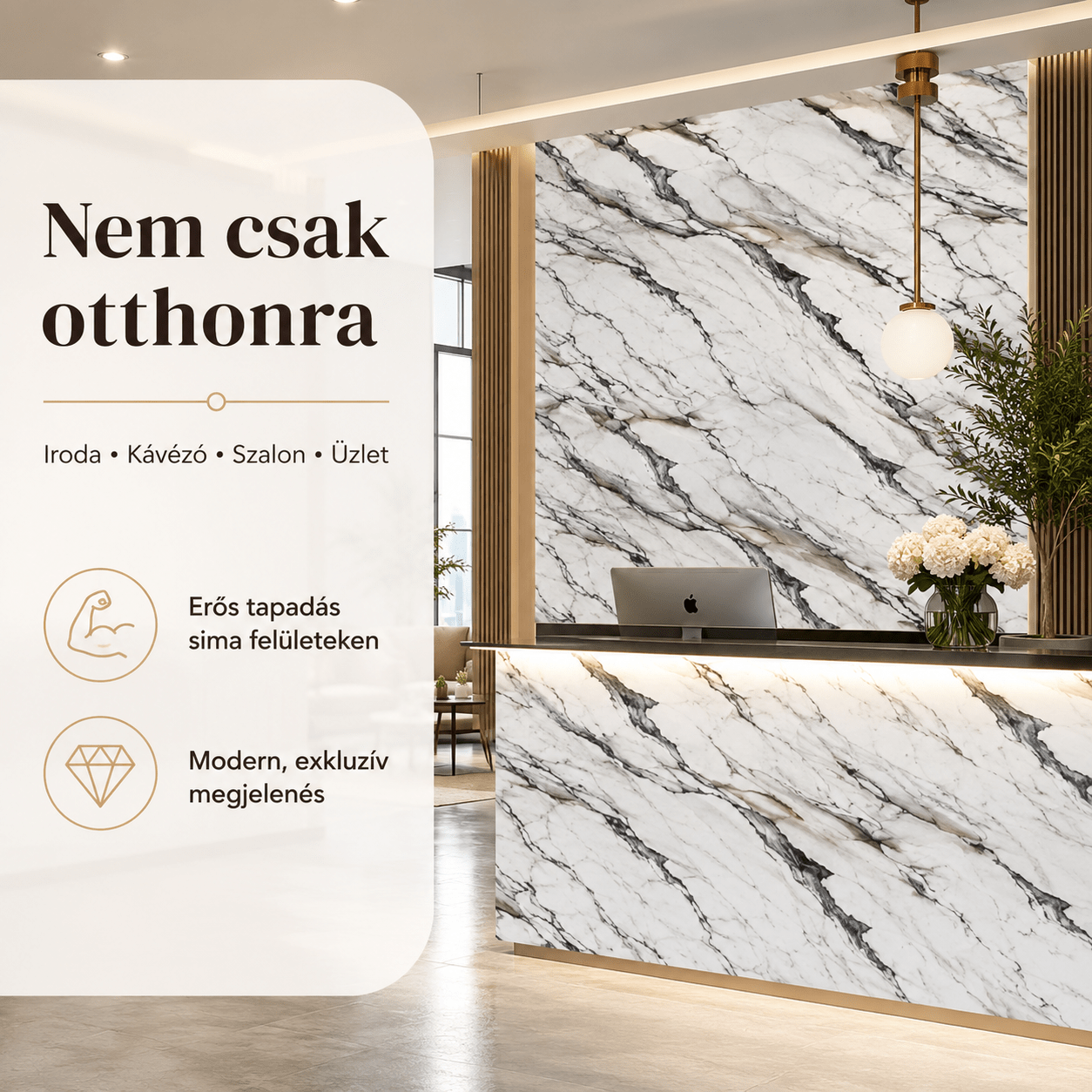 Szürke Márványhatású Öntapadós Falmatrica 3 × 1,2 m - | Cyber Bazaar