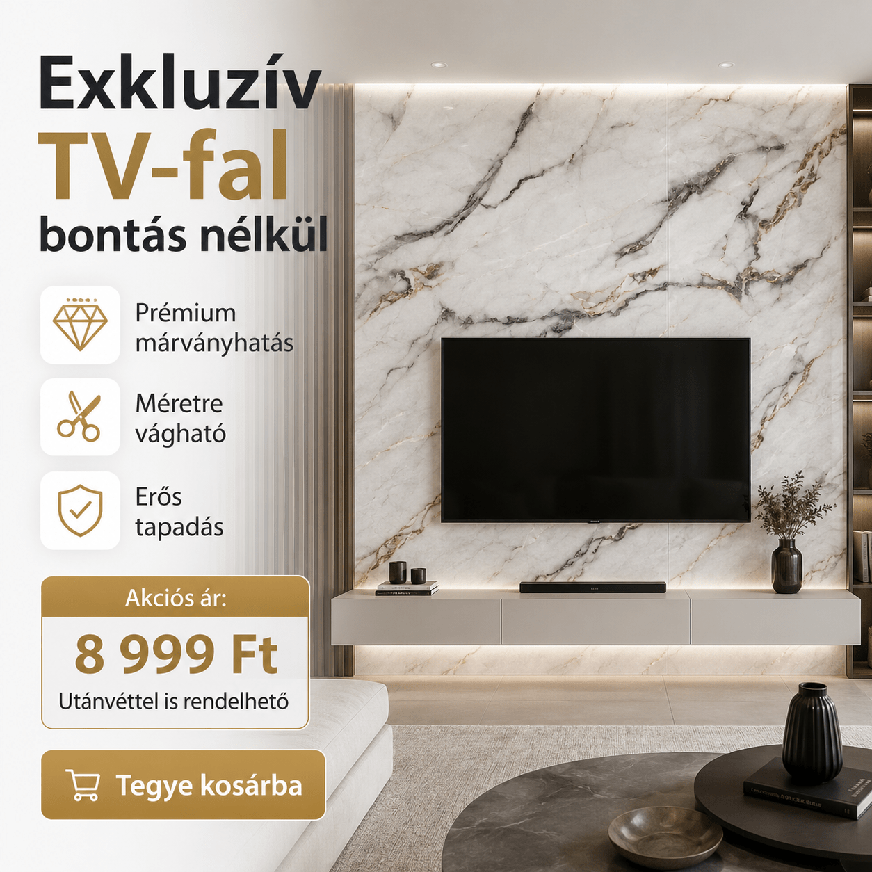 Szürke Márványhatású Öntapadós Falmatrica – 3 × 1,2 m - | Cyber Bazaar
