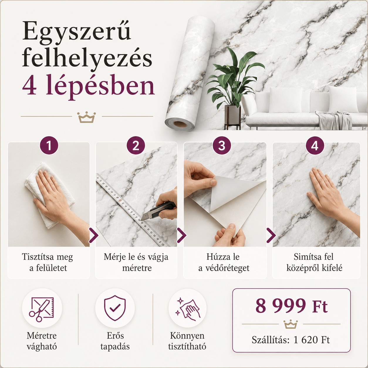 Szürke Márványhatású Öntapadós Falmatrica – 3 × 1,2 m - | Cyber Bazaar