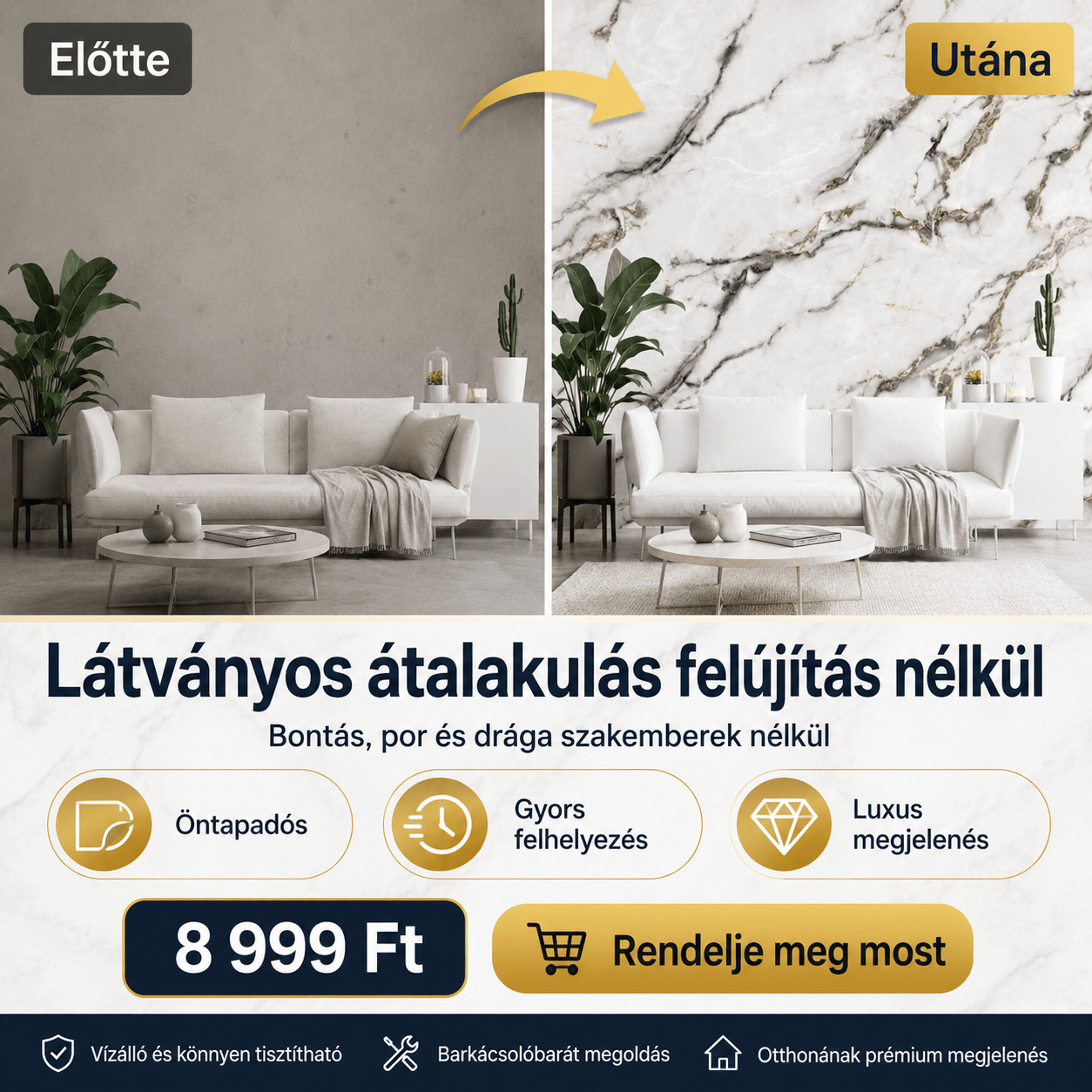 Szürke Márványhatású Öntapadós Falmatrica – 3 × 1,2 m - | Cyber Bazaar