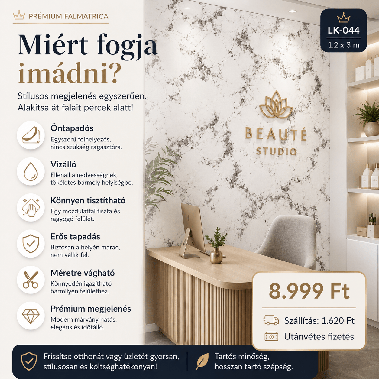 Szürke Márványhatású Öntapadós Falmatrica 3 × 1,2 m - | Cyber Bazaar