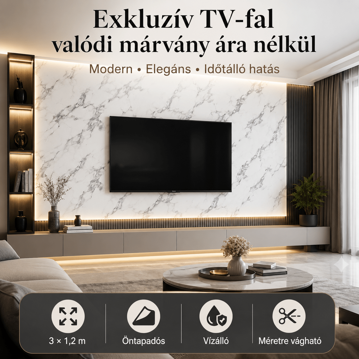 Szürke Márványhatású Öntapadós Falmatrica – 3 × 1,2 m - | Cyber Bazaar