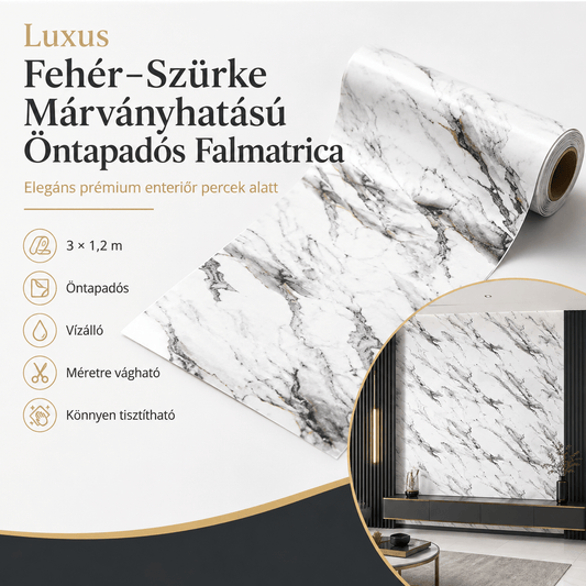 Szürke Márványhatású Öntapadós Falmatrica 3 × 1,2 m