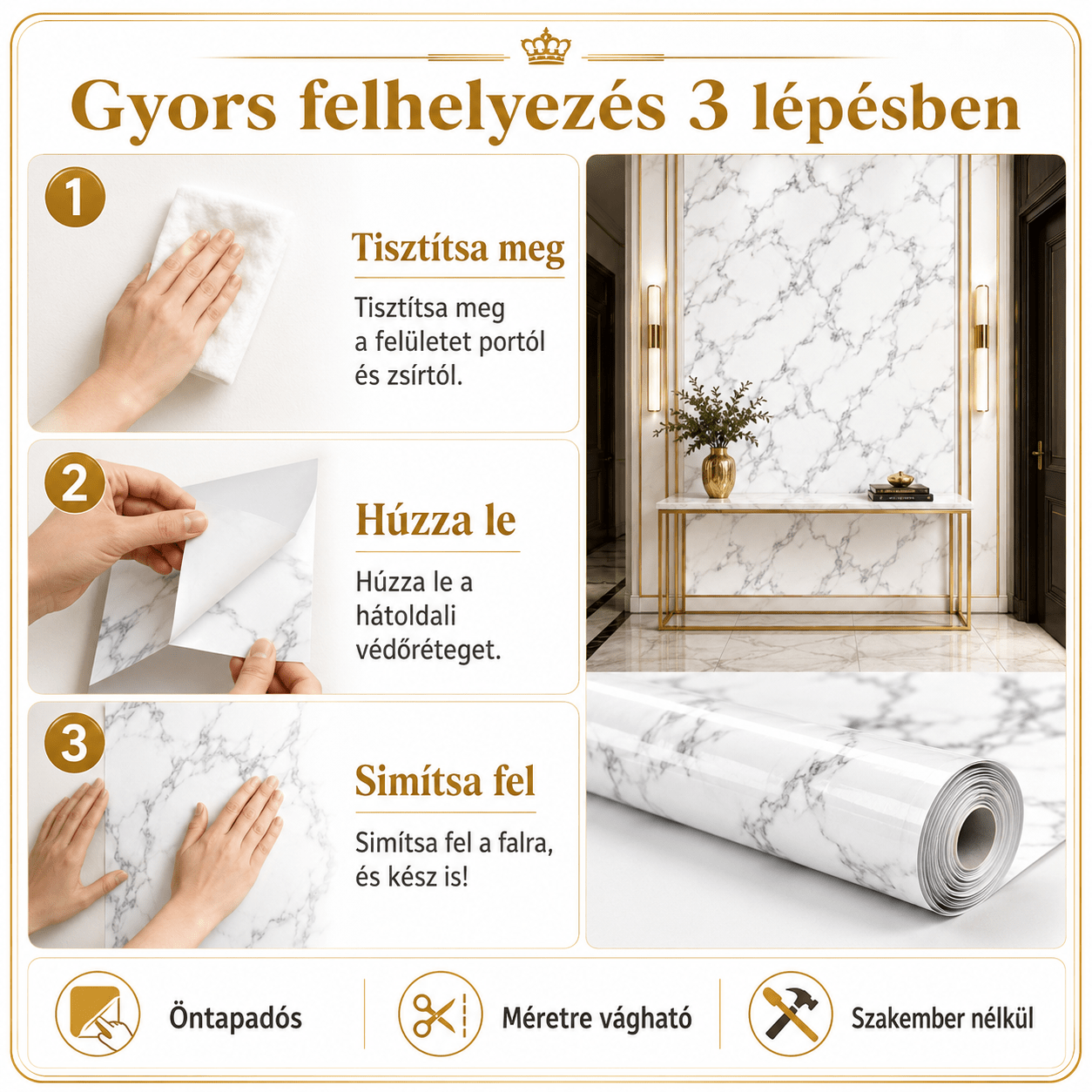 Szürke Márványhatású Öntapadós Falmatrica – 3 × 1,2 m - | Cyber Bazaar