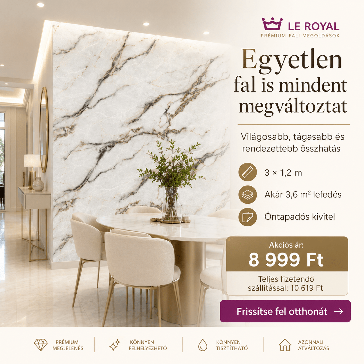Szürke Márványhatású Öntapadós Falmatrica – 3 × 1,2 m - | Cyber Bazaar