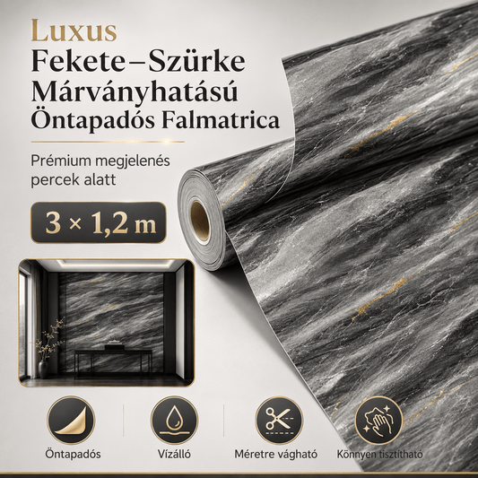 Szürke Márványhatású Öntapadós Falmatrica 3 × 1,2 m