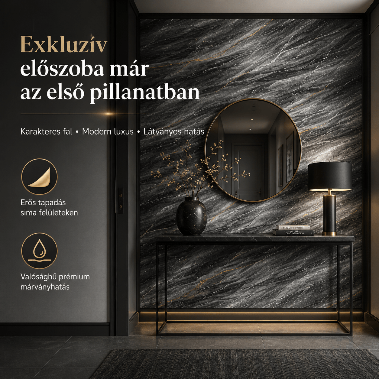 Szürke Márványhatású Öntapadós Falmatrica 3 × 1,2 m - | Cyber Bazaar