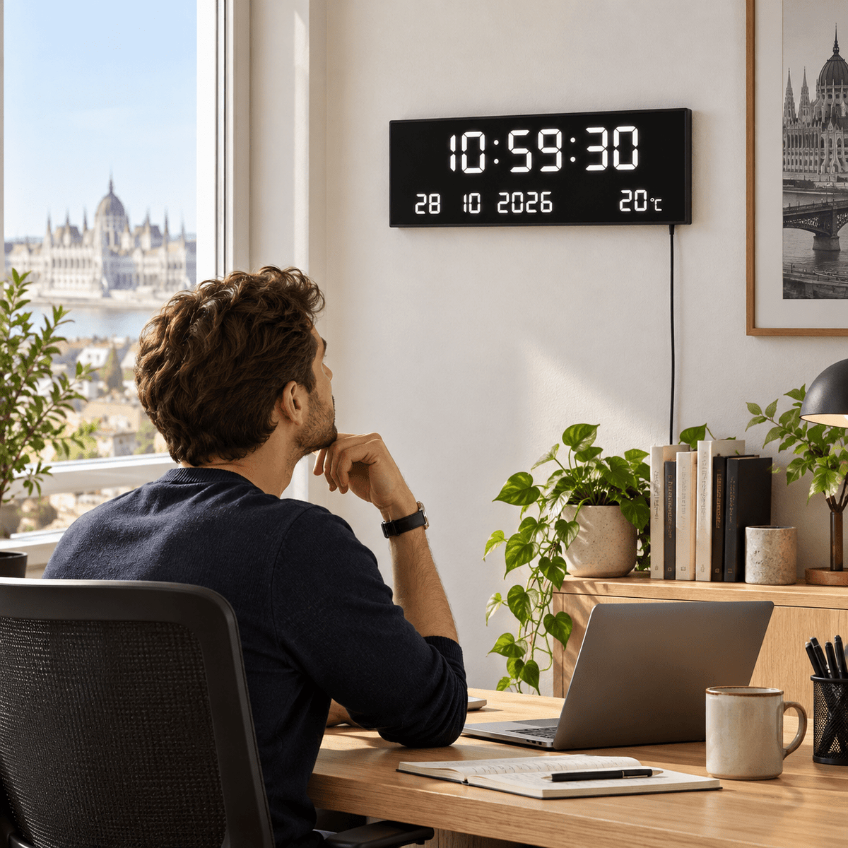 Téglalap alakú digitális LED falióra USB-tápellátással - Órák | Cyber Bazaar