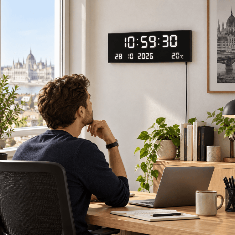 Téglalap alakú digitális LED falióra USB-tápellátással - Órák | Cyber Bazaar