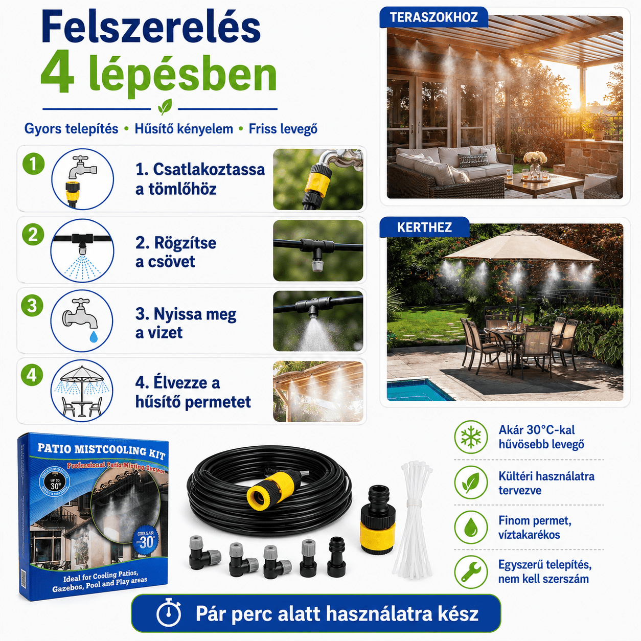 Terasz Hűtőrendszer Vízpermettel - | Cyber Bazaar