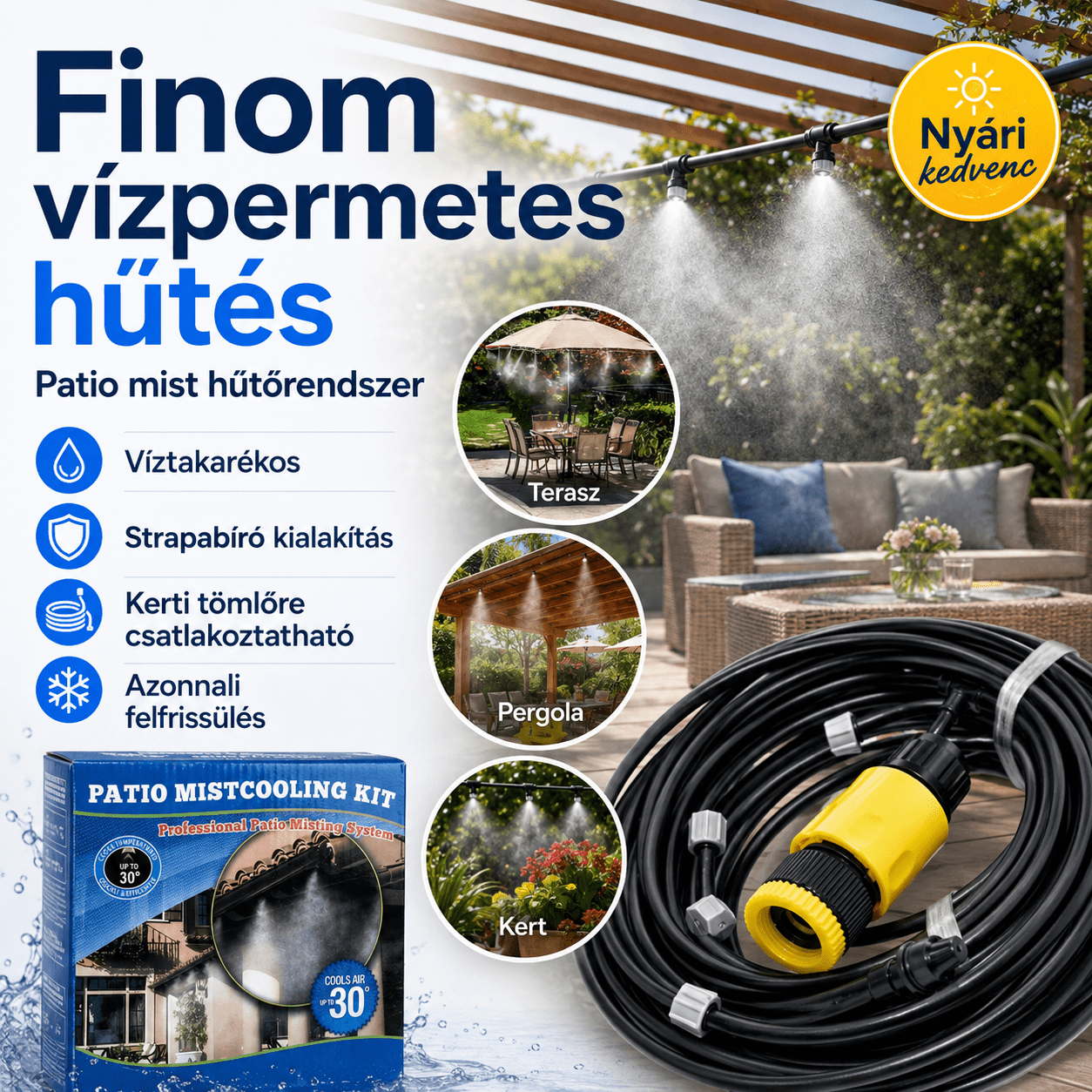 Terasz Hűtőrendszer Vízpermettel - | Cyber Bazaar