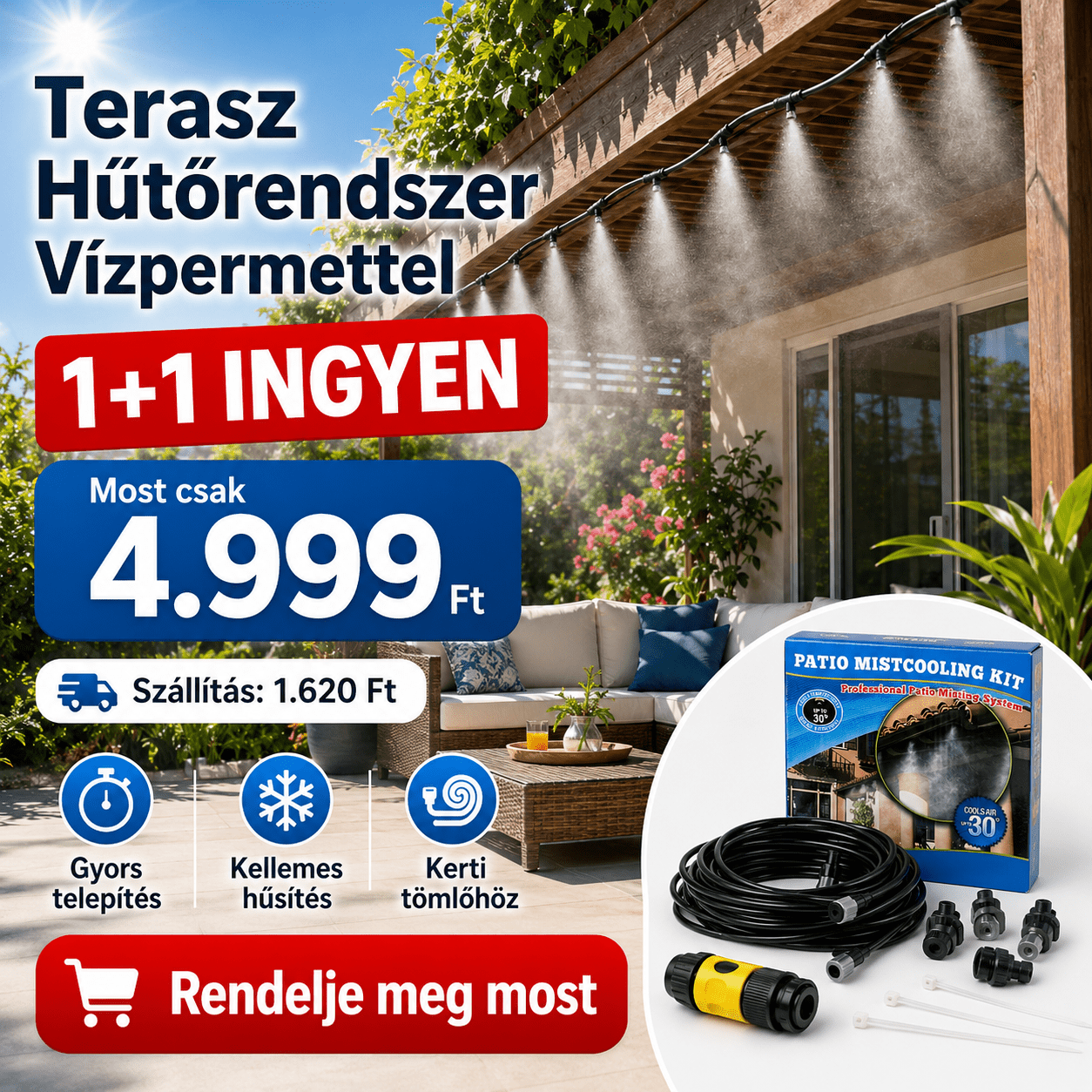 Terasz Hűtőrendszer Vízpermettel - | Cyber Bazaar