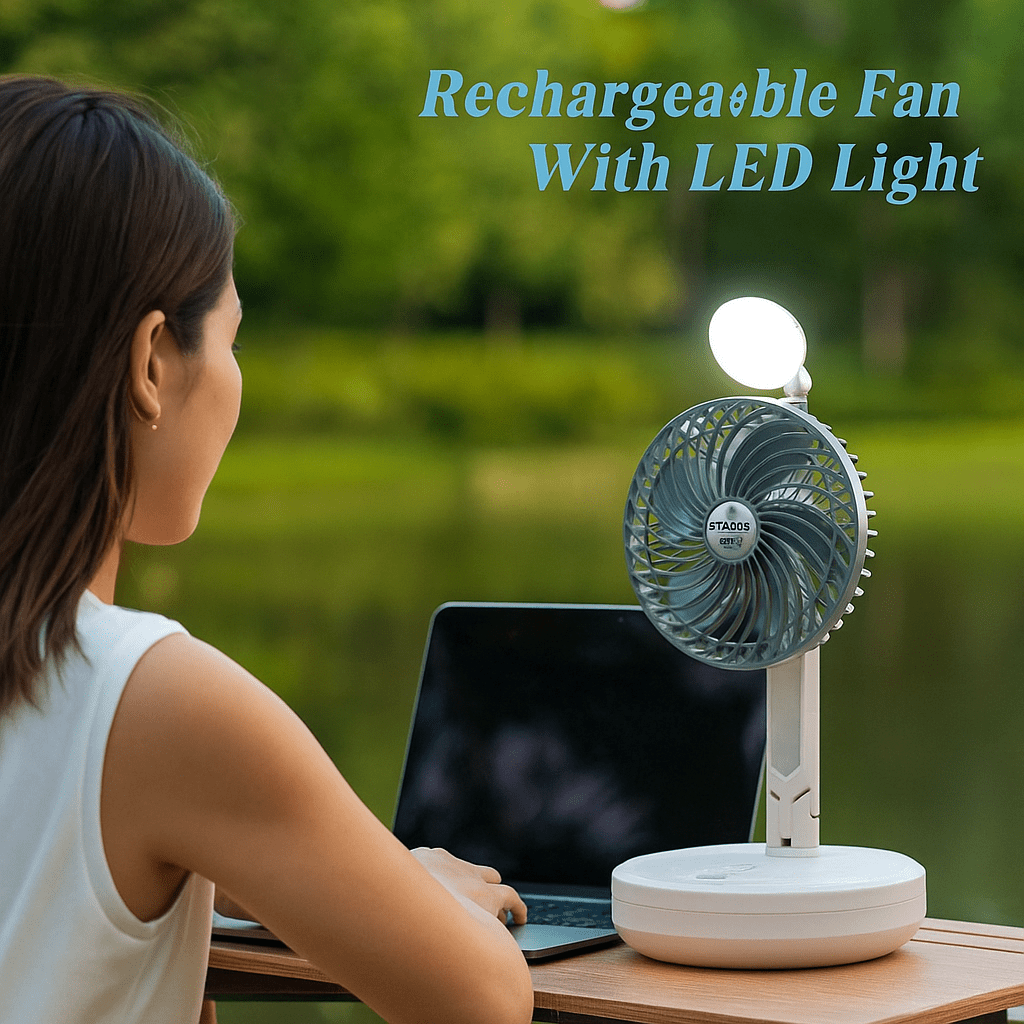 Újratölthető LED asztali ventilátor - | Cyber Bazaar