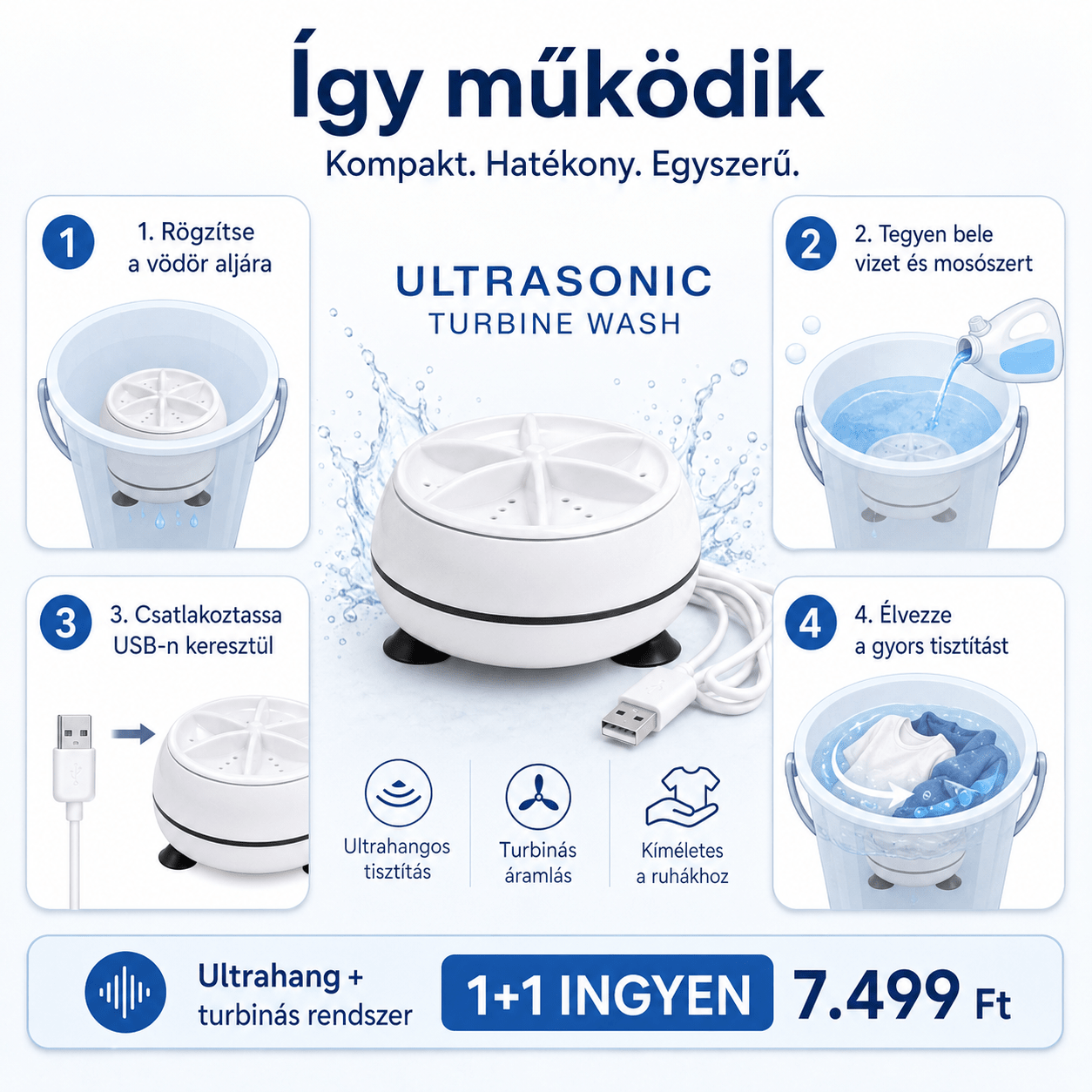 Ultrahangos Mini Mosógép - | Cyber Bazaar