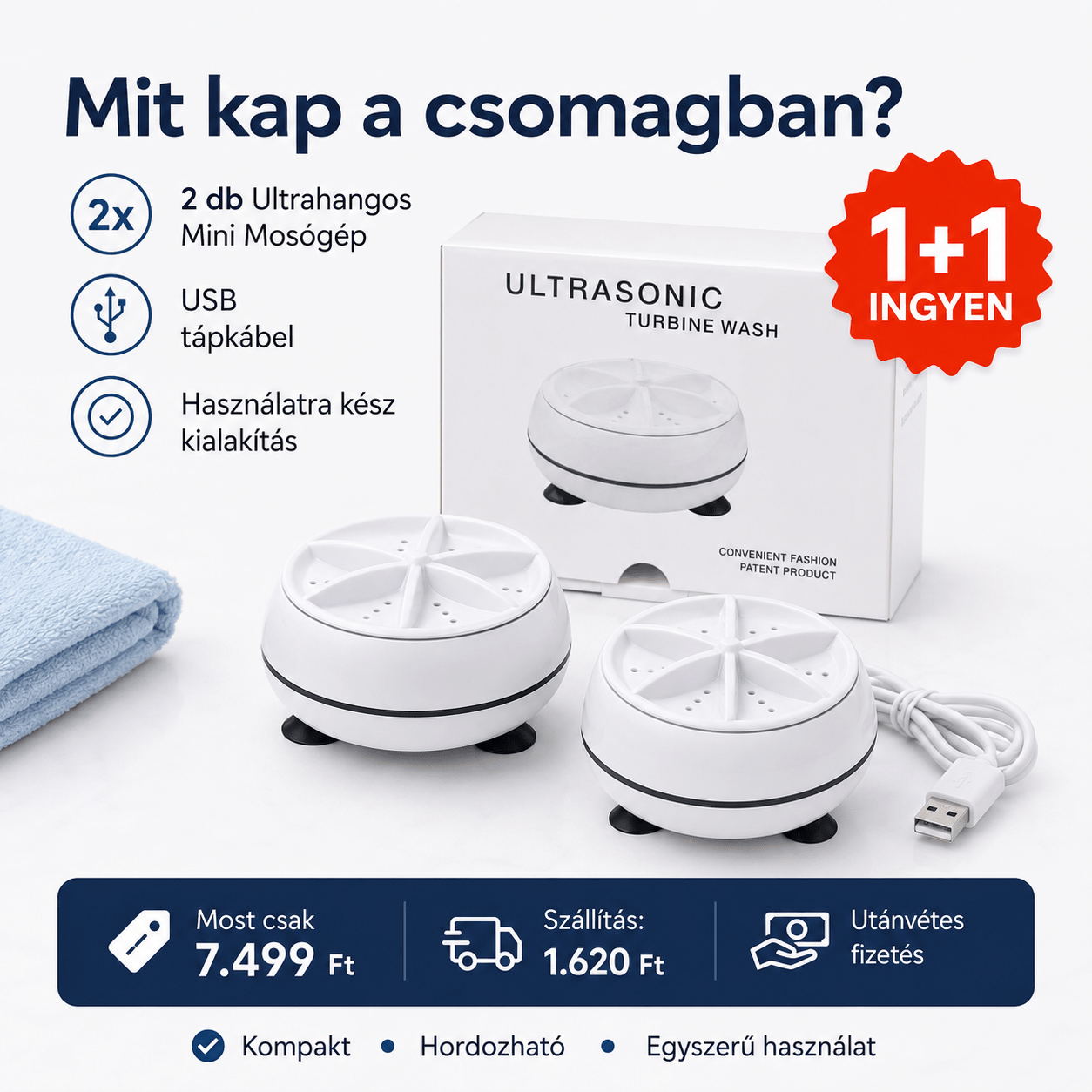 Ultrahangos Mini Mosógép - | Cyber Bazaar