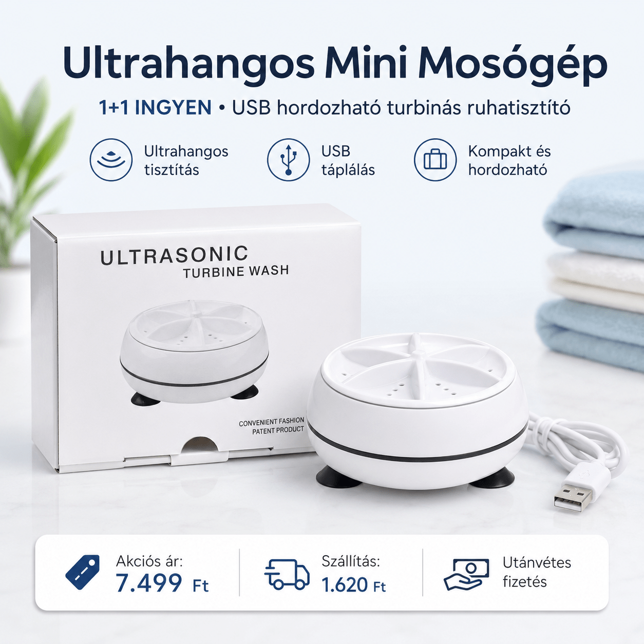 Ultrahangos Mini Mosógép - | Cyber Bazaar