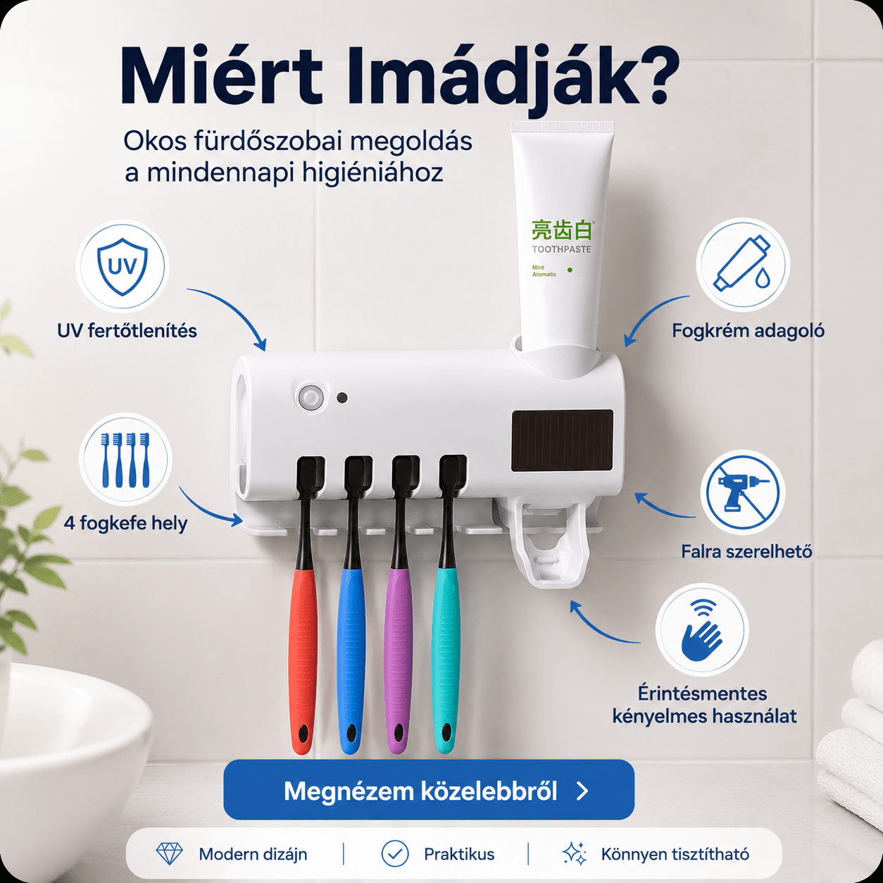 Uv Fogkefe Fertőtlenítő + Adagoló - | Cyber Bazaar