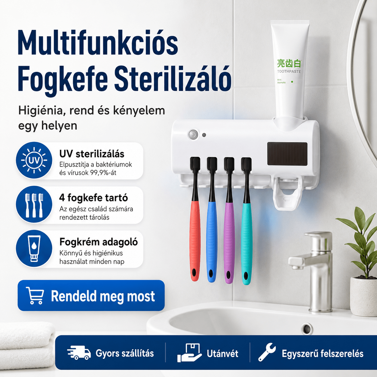 Uv Fogkefe Fertőtlenítő + Adagoló - | Cyber Bazaar