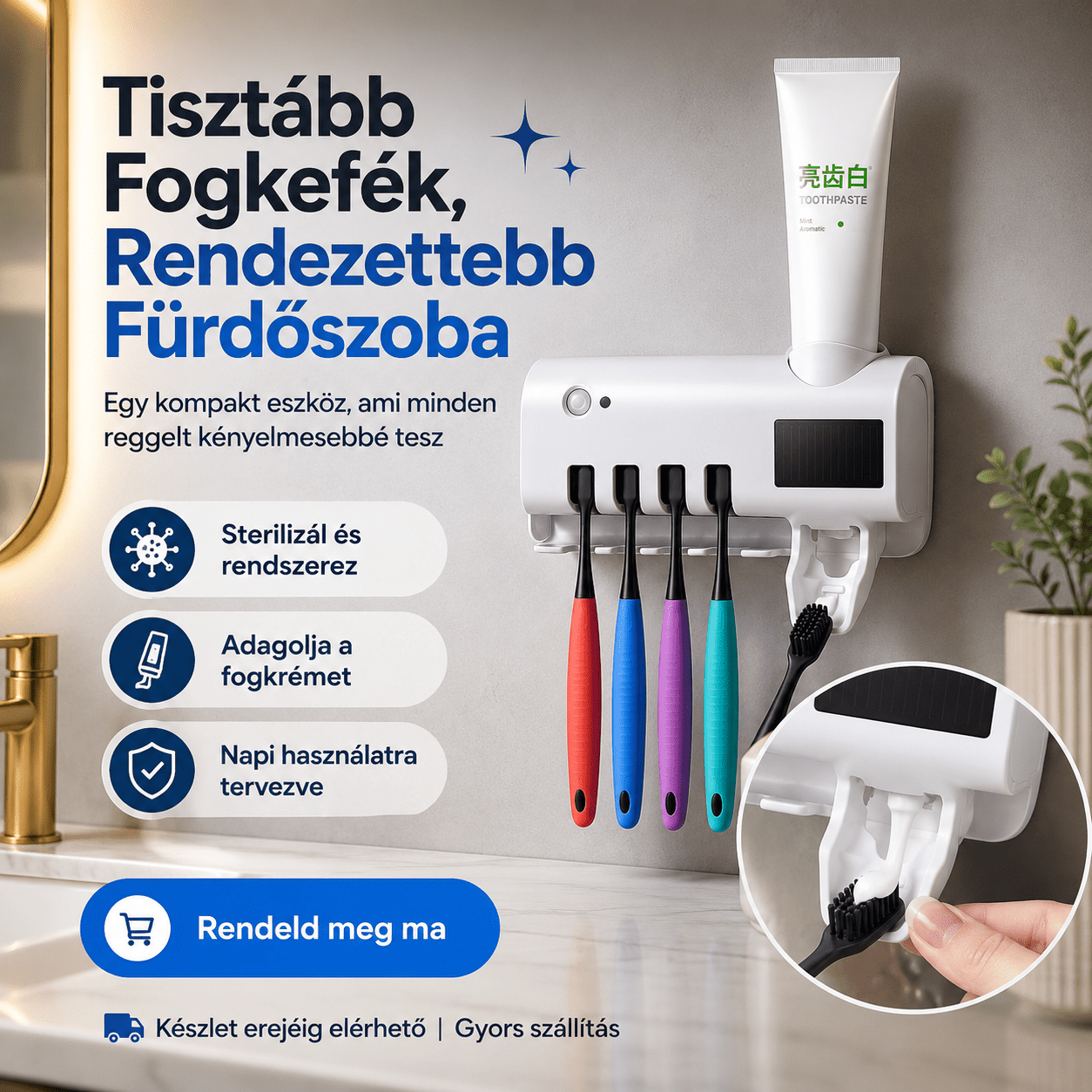 Uv Fogkefe Fertőtlenítő + Adagoló - | Cyber Bazaar