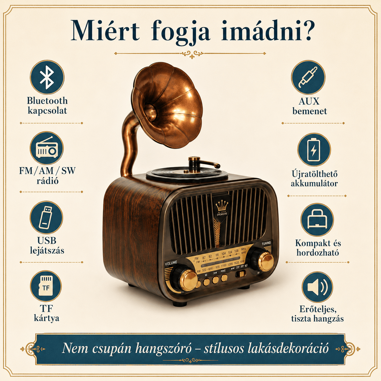 Vintage Bluetooth Hangszóró és Rádió - | Cyber Bazaar