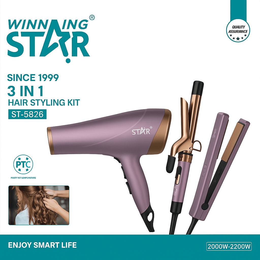 Winning Star 3 az 1 - ben Hajformázó Szett - | Cyber Bazaar