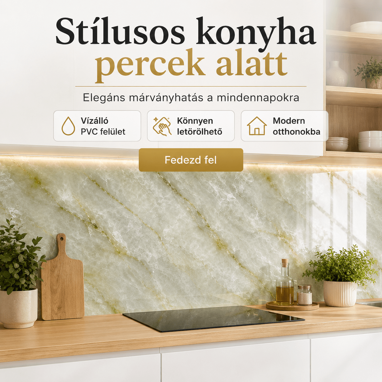 Zöldes - Arany Márvány Mintás PVC Falpanel – 12.Db - | Cyber Bazaar